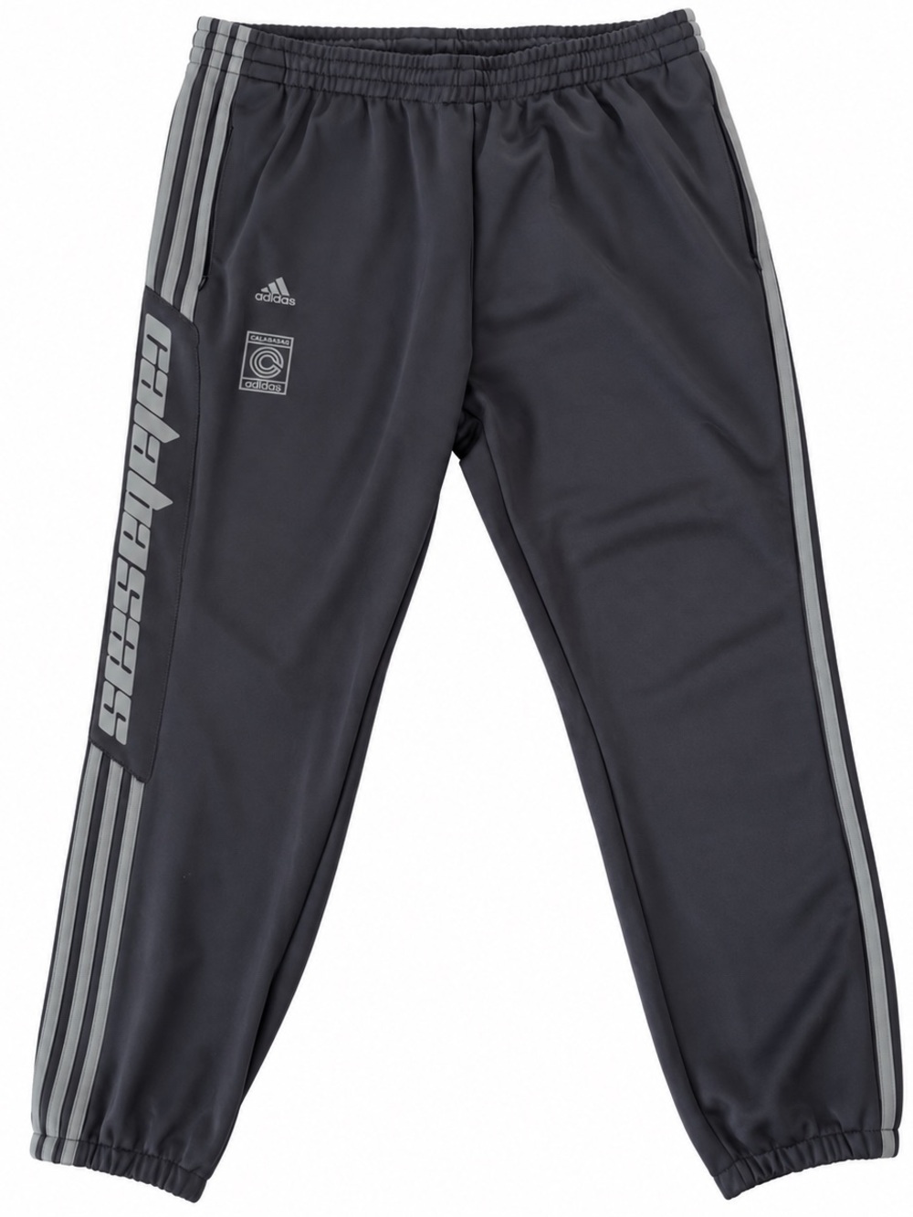 adidas Men’s Calabasas Charcoal Gray Joggers with Light Gray Stripes